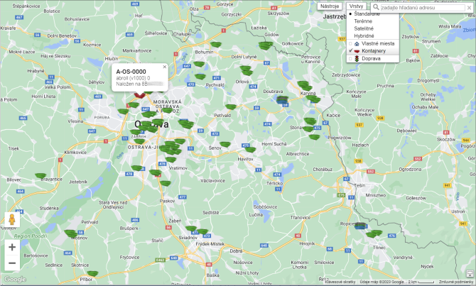 Mapa odpadov ndoby