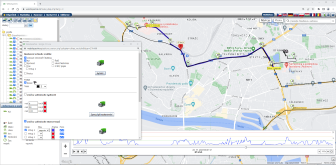 webdispeink - Pohyb vozidla po map